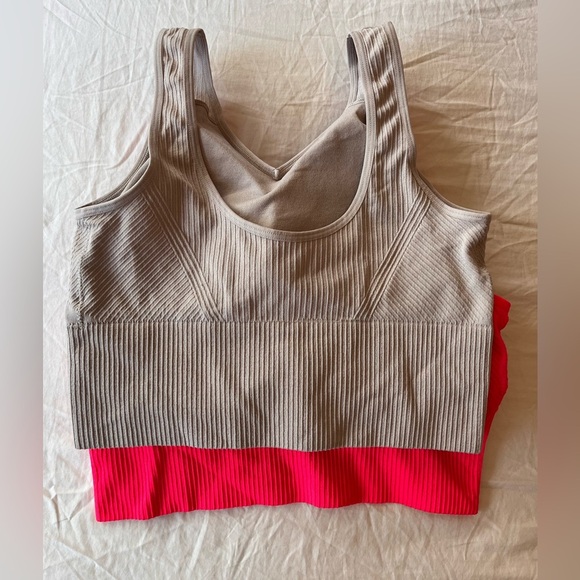 NWT Pro-Fit Seamless Ribbed Bra Top 2-Pack (Large) Pink & Taupe - Picture 7 of 12